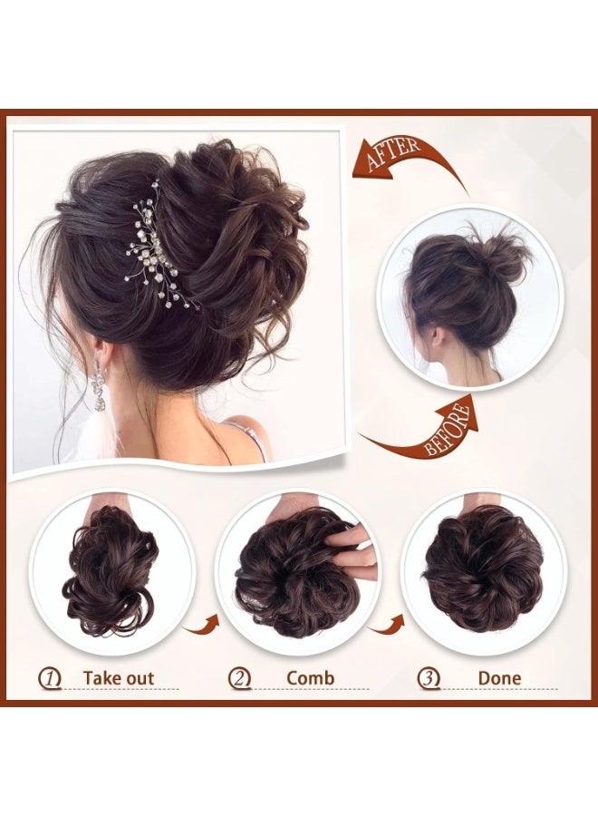 CLENEA Messy Claw Clip, Bun Hair Piece Wavy Curly Chignon Hair Extensions Tousled Hair Claw Clip Ponytail Hairpieces Hair Scrunchie with Clip for Women Natural Black - Image 2